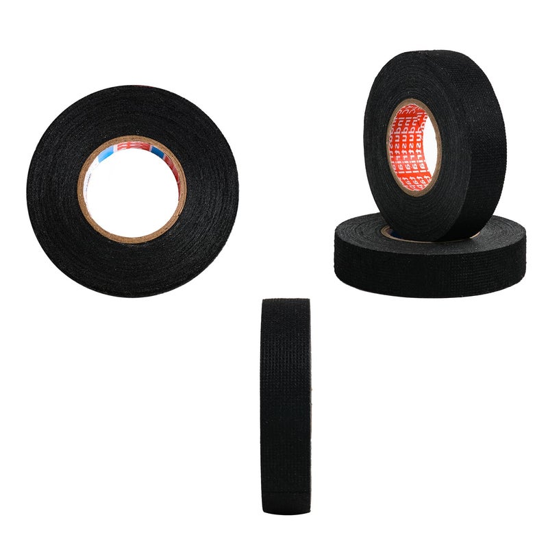 ZZJMCH 2 Rolls Black Wire Harness Cloth Tape, Speaker Wiring Harness Cloth Tape, for Automobile Electrical Wire harnessing Noise Dampening Heat Proof (Width: 25mm, Length: 50Ft) - Image 3